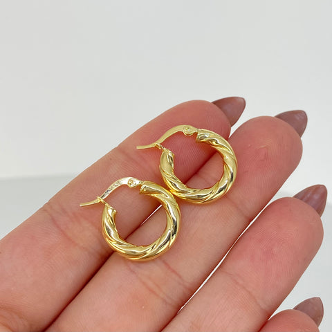 Candongas Entorchadas Oro amarillo 18k 1,9 Gr / 1,8 Cm  *