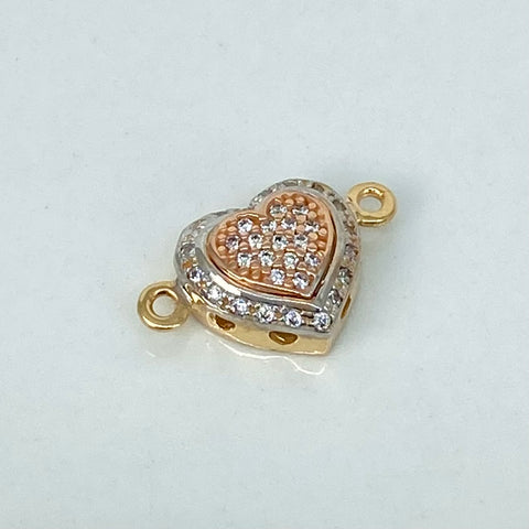Herraje Corazon Circones Blancos Tres oros 18k 1,75 Gr / 1,8 Cm