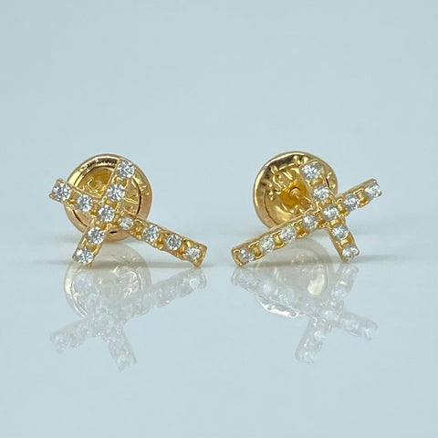 Topos Cruz Circones Blancos Oro amarillo 0,75 Gr / 7 mm