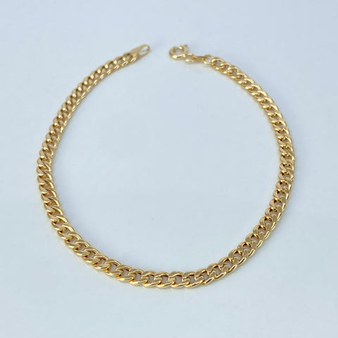 Pulso ● Cubano Oro amarillo 18k +1 / 1,32 Gr / 3,4 mm / 18,5 Cm *