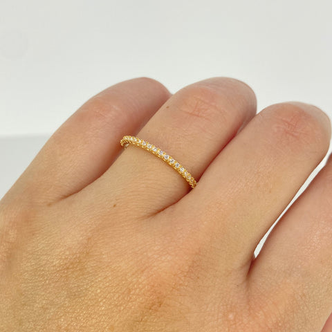 Anillo Churumbela Circones Blancos Oro amarillo 18k / Talla 7 1/4 / 1,42 Gr *