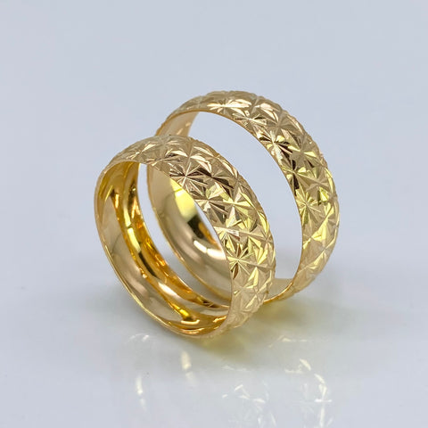 Anillo Argollas Diamantadas POR FABRICACIÓN Oro amarillo 18k / Talla 7 / 10 Gr *
