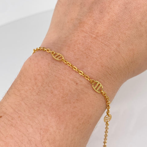 Pulso ● Aro Seguido Oro amarillo 18k +3 / 1,42 Gr / 2,2 mm / 16,5 Cm *
