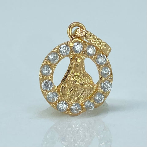 Dije Sagrado Corazon Jesus Circones Blancos Oro amarillo 0,78 Gr / 1,7 Cm †