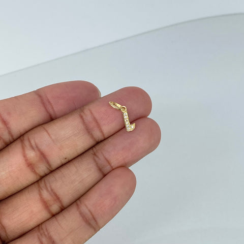 Dije Letra L Circones Blancos Oro amarillo 0,51 Gr / 1,7 Cm