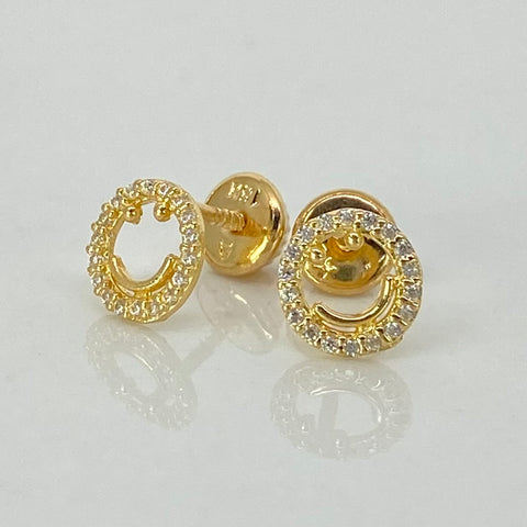 Topos Cara Feliz Circones Blancos Oro amarillo 18k 0,85 Gr / 7 mm