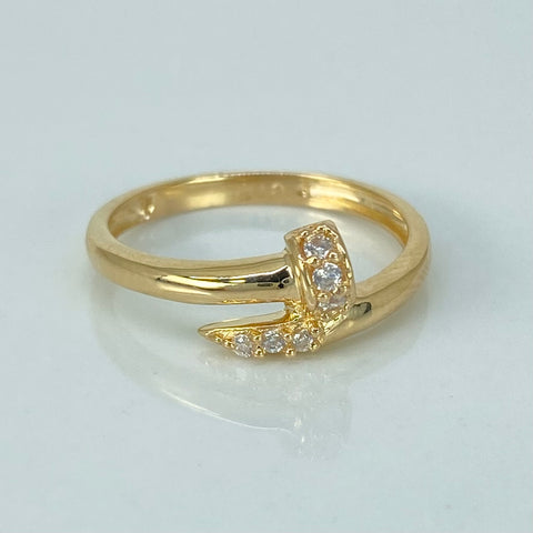 Anillo Clavo CT Circones Blancos Oro amarillo 18k / Talla 6 1/2 / 2 Gr *