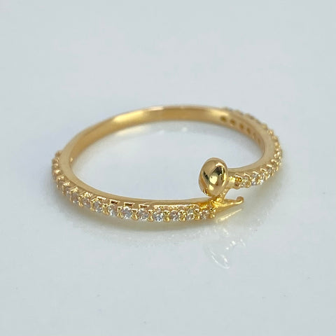 Anillo Clavo Circones Blancos Oro amarillo 18k / Talla 6 / 1,35 Gr
