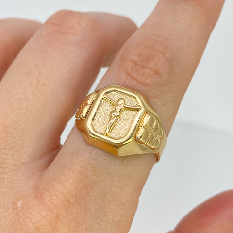 Anillo Cruz Cristo Oro amarillo 18k / Talla 10 3/4 / 4,50 Gr