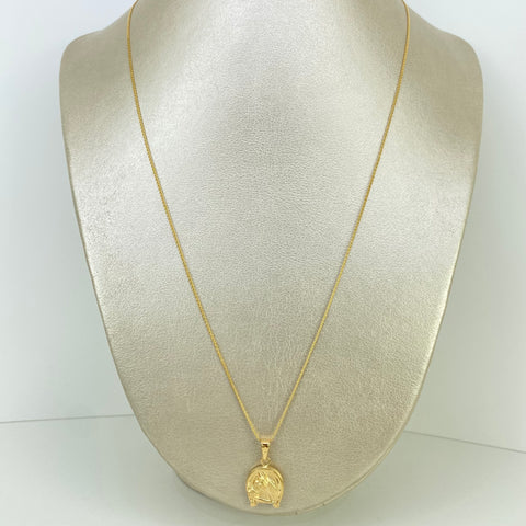 Set Cadena ● Mini China + Dije Herradura Caballo Oro amarillo 18k 3,39 Gr / 1,2 mm / 60 Cm *