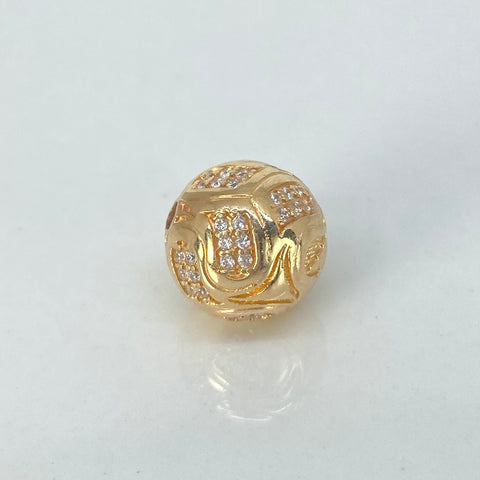 Herraje Bola De Fuego Balon Circones Blancos Oro amarillo 18k 4,3 Gr / 1,1 Cm *