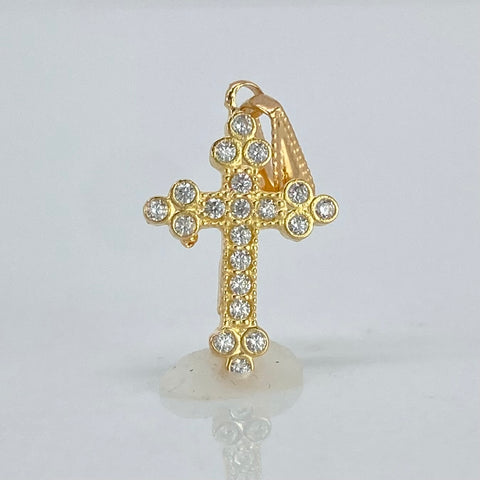 Dije Cruz Circones Blancos Oro amarillo 0,6 Gr / 2 Cm †