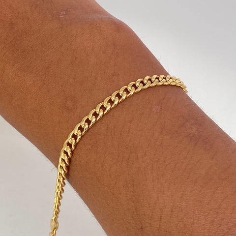 Pulso ● Cubano Oro amarillo 18k +1 / 3,6 Gr / 4,6 mm / 19,5 Cm †