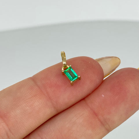Dije Rectangular Esmeralda 30PTS Oro amarillo 0,51 Gr / 1,3 Cm *