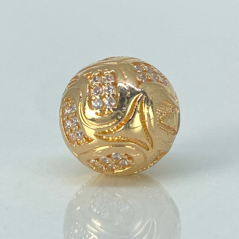 Herraje Bola De Fuego Balon Circones Blancos Oro amarillo 18k 4,3 Gr / 1,1 Cm *