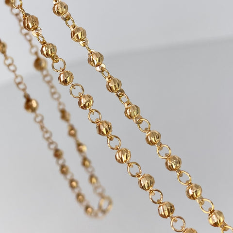 Rosario Virgen Milagrosa Bolas Diamantadas 4/3mm Oro amarillo 5,44 Gr / 45 Cm