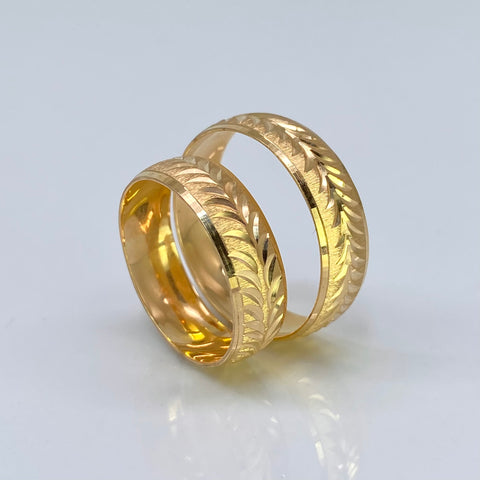 Anillo Argollas Diamantadas Espigas POR FABRICACIÓN Oro amarillo 18k / Talla 7 / 10 Gr *