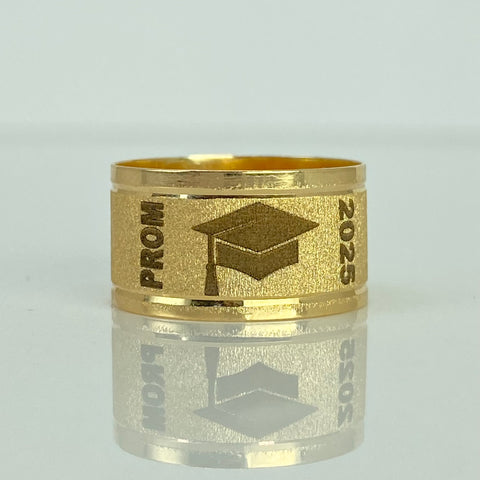 Anillo Argolla Diamantada PROM Birrete Oro amarillo 18k / Talla 6 1/4 / 2,4 Gr *