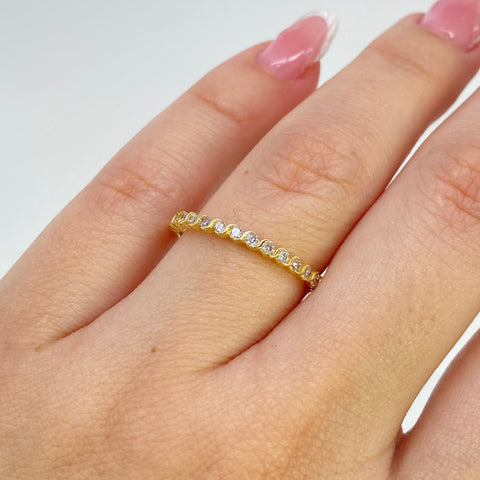 Anillo Circones Blancos Oro amarillo 18k / Talla 8 / 1,94 Gr *