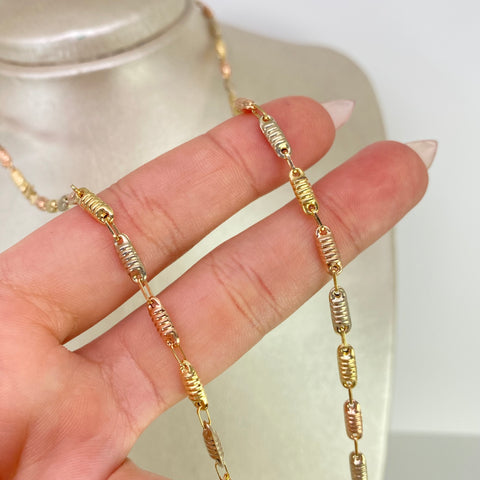 Cadena Rustica Eslabones Entorchados Tres oros 18k 7,25 Gr / 3,1 mm / 60 Cm *