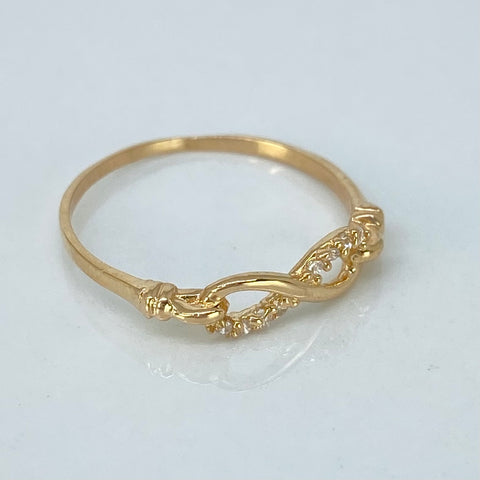 Anillo Infinito Circones Blancos Oro amarillo 18k / Talla 6 / 1,12 Gr †