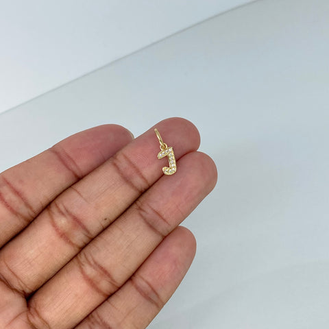 Dije Letra J Circones Blancos Oro amarillo 0,6 Gr / 1,6 Cm *
