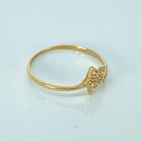 Anillo Estrella Circones Blancos Oro amarillo 18k / Talla 6 1/4 / 0,85 Gr