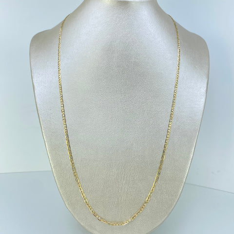 Cadena ● Escalera Plana Diamantada Tres oros 18k 5,64 Gr / 2,5 mm / 60 Cm
