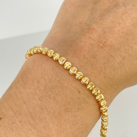 Pulso ● Bolas Diamantadas ESP Oro amarillo 18k +3 / 3,6 Gr / 4 mm / 18 Cm *