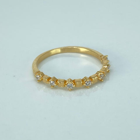Anillo Churumbela Circones Blancos Cuadradas Oro amarillo / Talla 5 3/4 / 1,4 Gr †