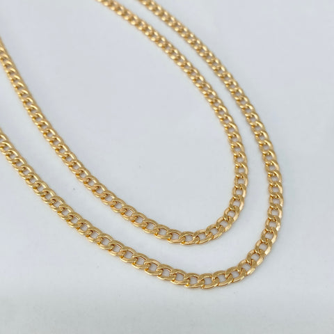 Cadena ● Cubana Oro amarillo 18k 4,2 Gr / 3 mm / 50 Cm †