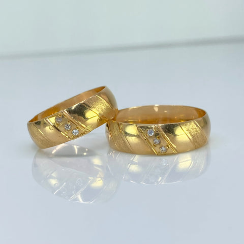 Anillo Argollas Circones Blancos Diagonal  POR FABRICACIÓN Oro amarillo 18k / Talla 7 / 11 Gr *