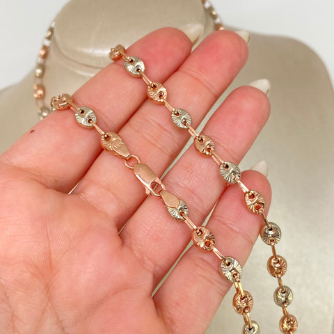 Cadena GC Diamantado Oro blanco y Oro rosa 17,56 Gr / 6 mm / 67 Cm *