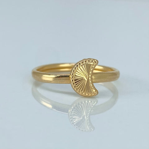 Anillo Luna Diamantada Oro amarillo / Talla 7 1/2 / 1,15 Gr