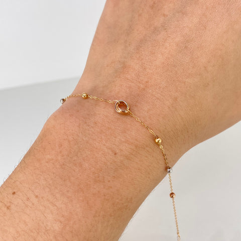 Pulso ● Aros Bolas Lisas ESP Aro Seguido Tres oros 18k +3 / 0,81 Gr / 2,5 mm / 17 Cm †