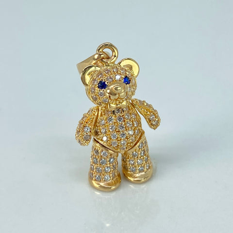 Dije Oso Articulable Circones Blancos Azul Oro amarillo 4,75 Gr / 2,8 Cm †