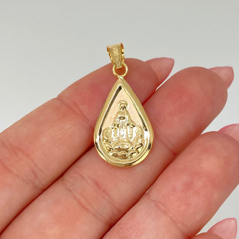 Dije Virgen Milagrosa Lagrima Oro amarillo 18k 1,3 Gr / 3,3 Cm *