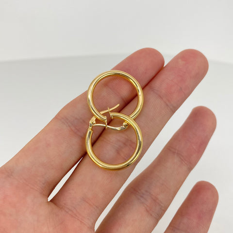 Candongas Lisas Oro amarillo 18k 1,8 Gr / 2,4 Cm †
