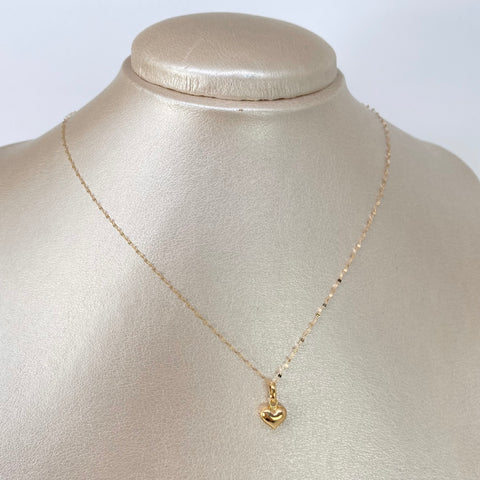 Set Cadena ● Crispeta + Dije Corazon Oro amarillo 18k 0,65 Gr / 1 mm / 45 Cm †