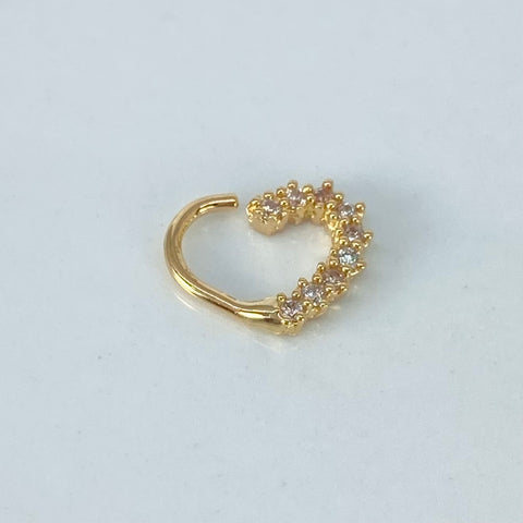 Piercing Corazon Circones Blancos / Oro Amarillo 18k (Joya) / 0,51gr / 1.1cm / (Oreja) *