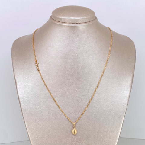 Cadena ● Set Lazo Virgen Guadalupe Mini Oro amarillo 18k 1,80 Gr / 1 mm / 50 Cm *