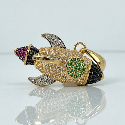Dije Cohete Circones  Oro amarillo y Oro blanco 18k 6,4 Gr / 2,7 Cm
