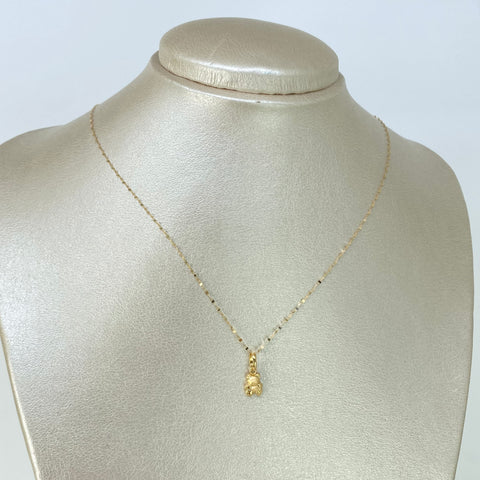 Set Cadena ● Crispeta + Dije Oso Oro amarillo 18k 0,6 Gr / 1 mm / 45 Cm *