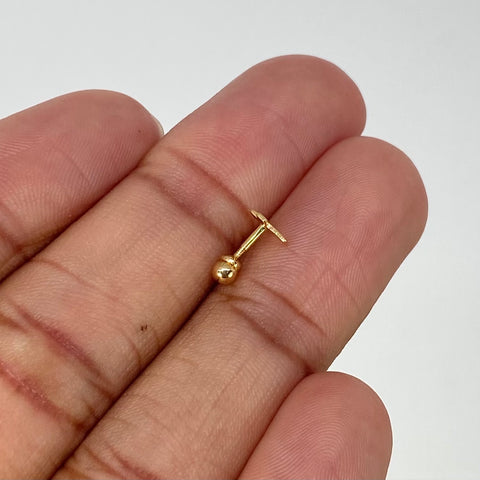 Piercing Cruz / Oro Amarillo 18k (Joya) / 4mm / 0,3gr / 1.1cm / (Oreja) †