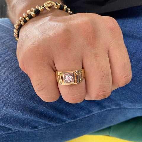 Anillo Circon Central Blancos Talla 9 1/2 Oro Amarillo 18k /7,51 Gr
