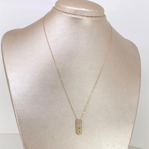 Cadena ● Aro Seguido Dije Circones Blancos Oro amarillo 18k +3 / 1,42 Gr / 1 mm / 42 Cm †