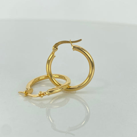Candongas Lisas Oro amarillo 18k 1,8 Gr / 2,4 Cm †