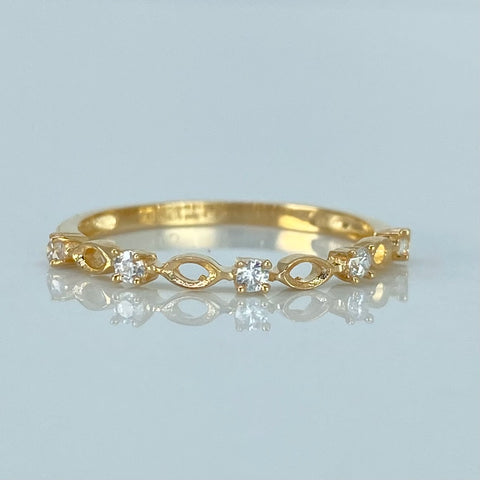 Anillo Circulos Circones Blancos Oro amarillo 18k / Talla 7 / 1,12 Gr *