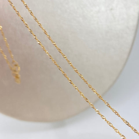Cadena ● Singapur Oro amarillo 18k +3 / 0,95 Gr / 1 mm / 45 Cm *