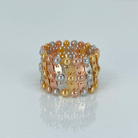 Anillo ● Pulsera Graduable Tres oros 18k / Desde La Talla 5 1/2 / +3 / 8,82 Gr †